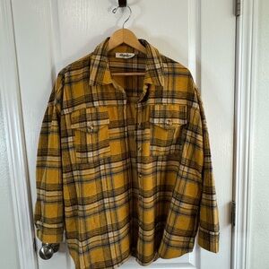 Pink Blush Materinty Mustard Plaid Shirt Jacket